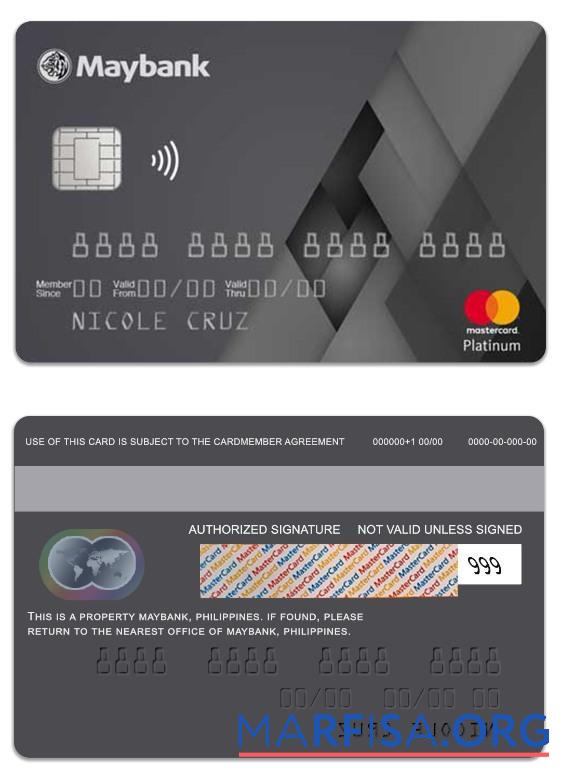 Blank Philippines MayBank platinum mastercard example